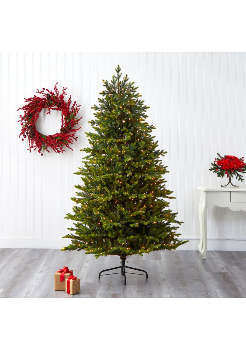 7 Foot North Carolina Fir Artificial Christmas Tree with 550 Clear Lights and 3703 Bendable Branches