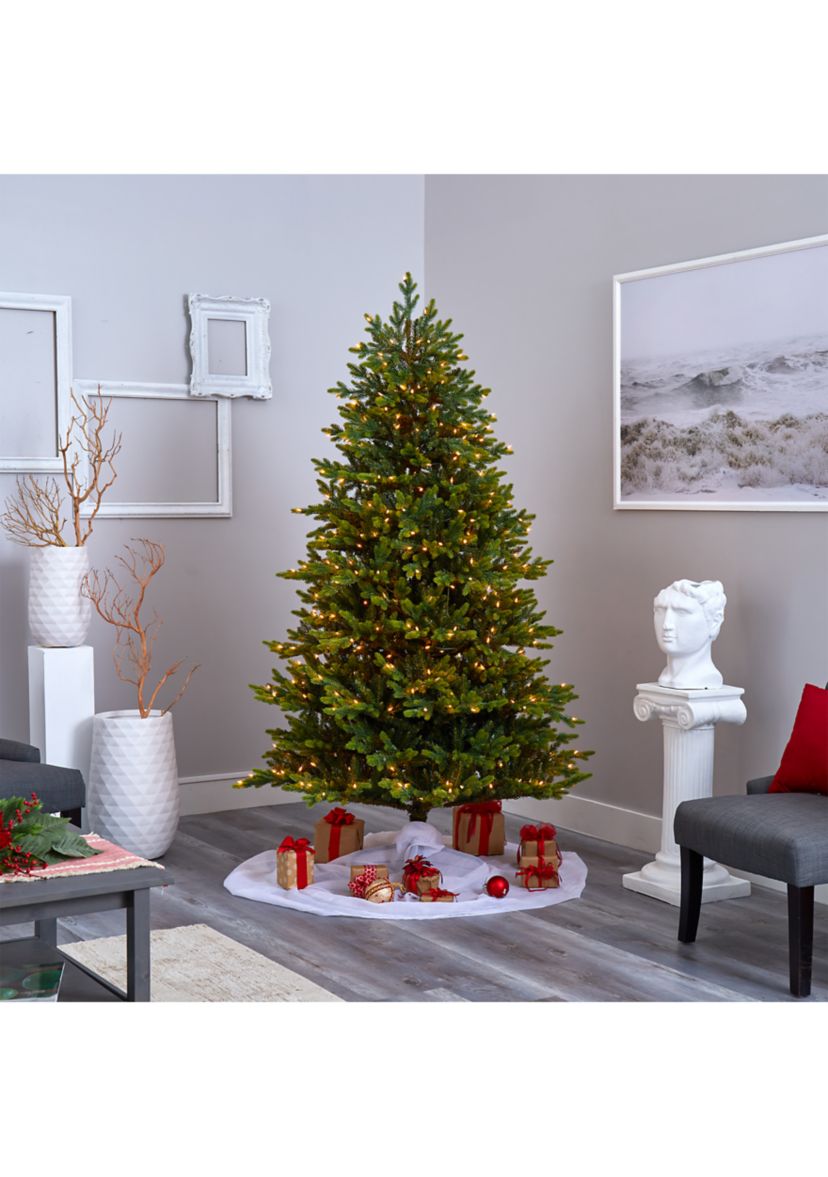 7 Foot North Carolina Fir Artificial Christmas Tree with 550 Clear Lights and 3703 Bendable Branches