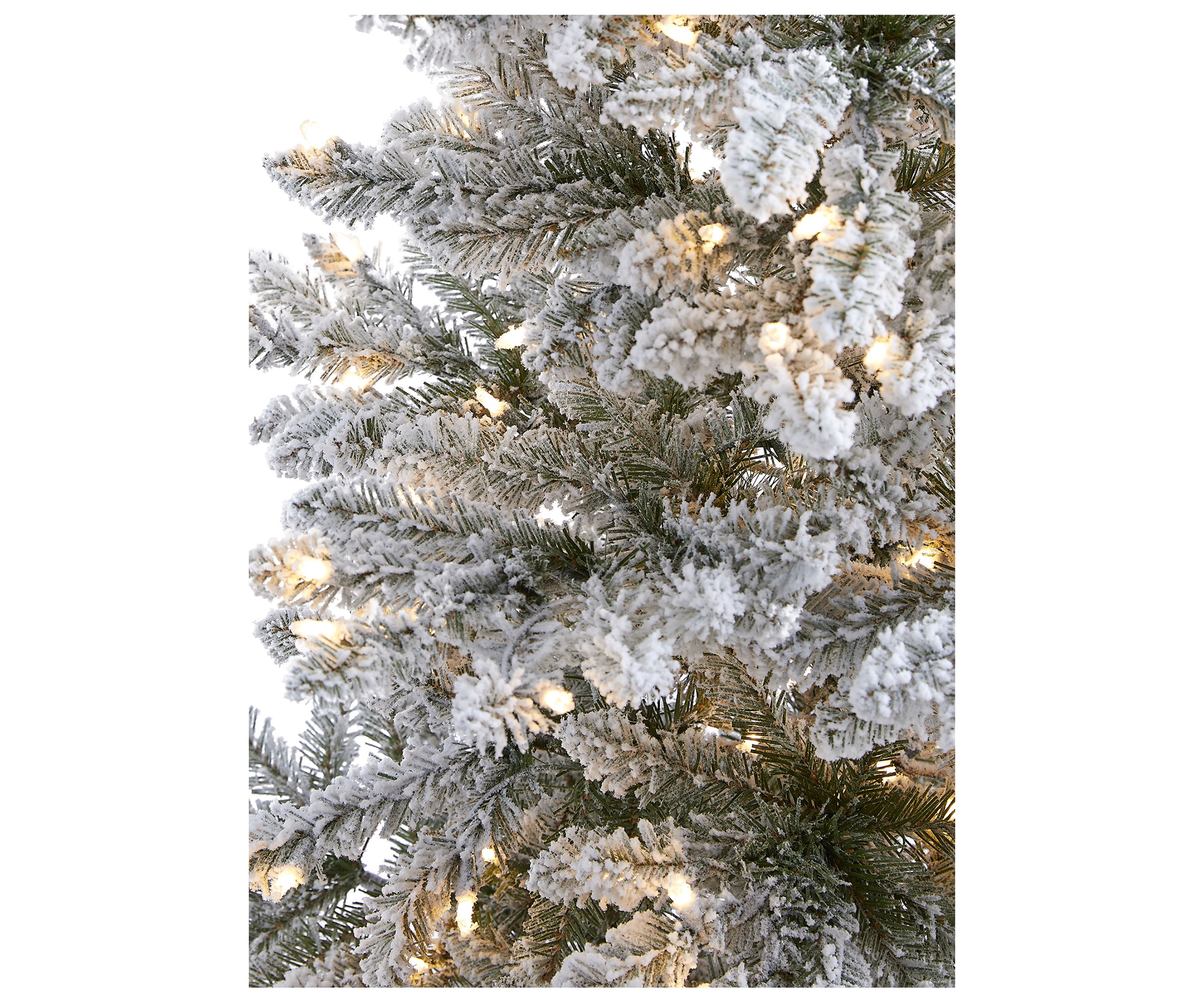 6 Foot Flocked West Virginia Spruce Artificial Christmas Tree with 300 Clear Lights and 850 Bendable Branches