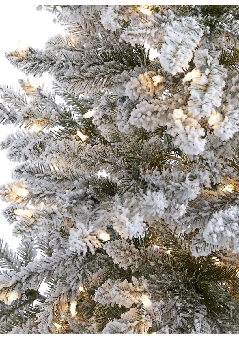 6 Foot Flocked West Virginia Spruce Artificial Christmas Tree with 300 Clear Lights and 850 Bendable Branches