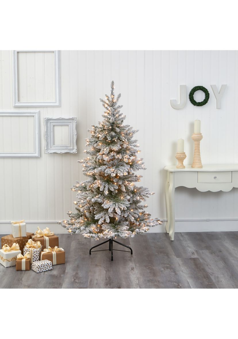 7 Foot Flocked West Virginia Spruce Artificial Christmas Tree with 400 Clear Lights and 1468 Bendable Branches