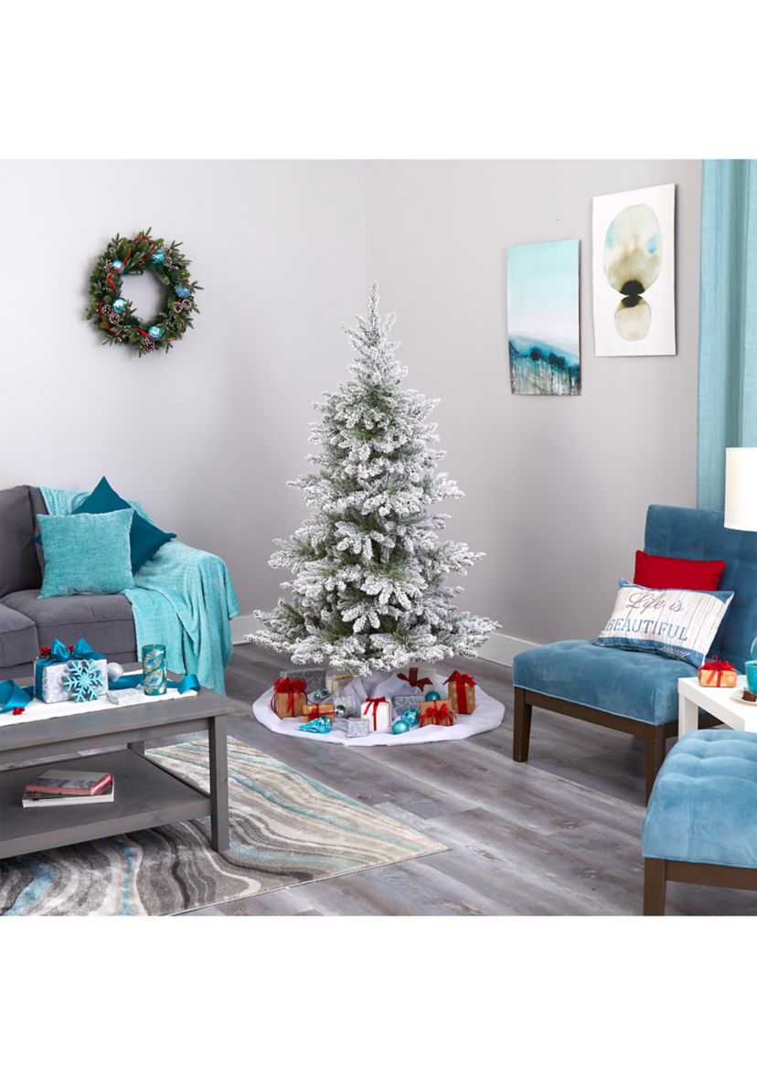 7 Foot Flocked West Virginia Spruce Artificial Christmas Tree with 400 Clear Lights and 1468 Bendable Branches