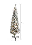 6 Foot Flocked Pencil Artificial Christmas Tree with 300 Clear Lights and 438 Bendable Branches