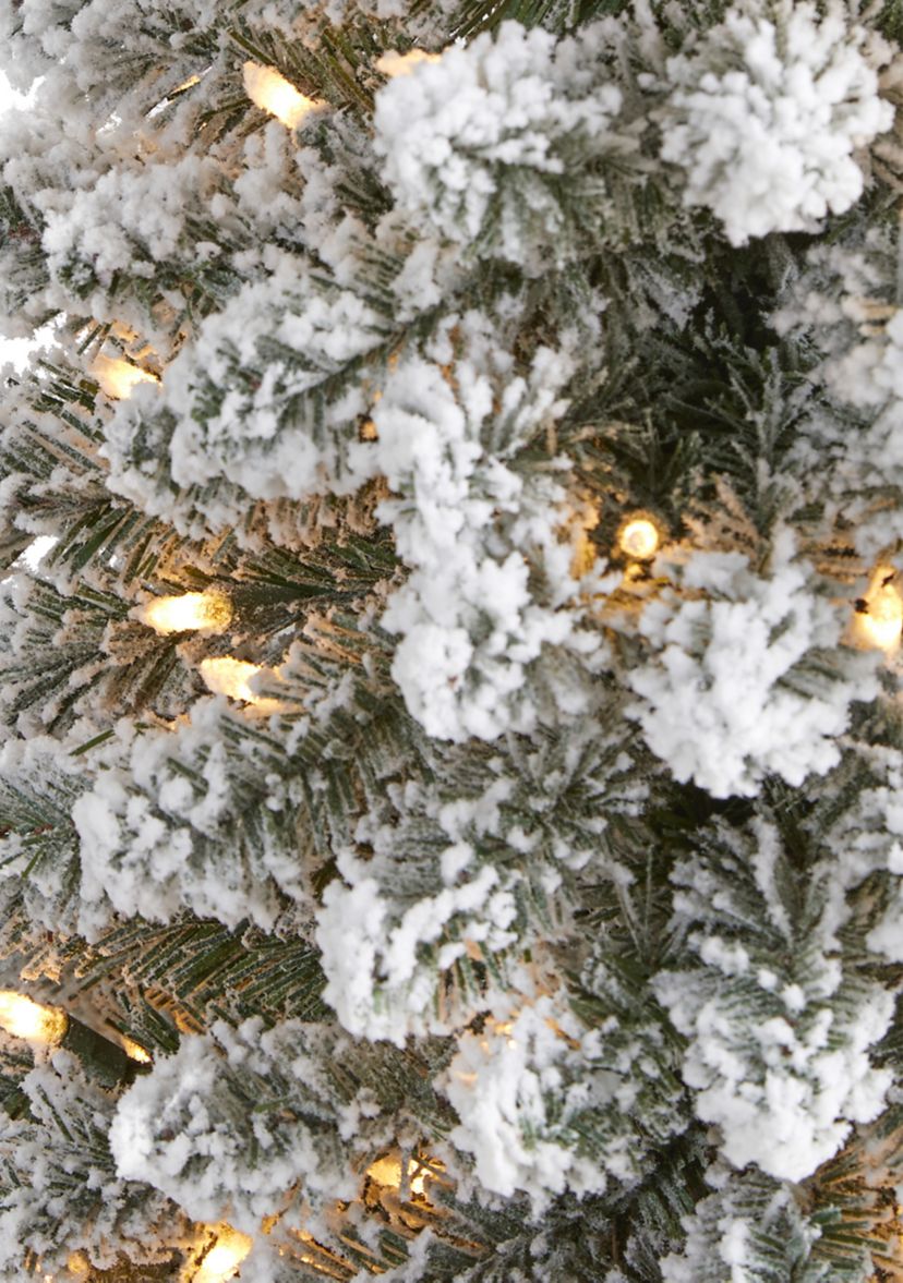 6 Foot Flocked Pencil Artificial Christmas Tree with 300 Clear Lights and 438 Bendable Branches