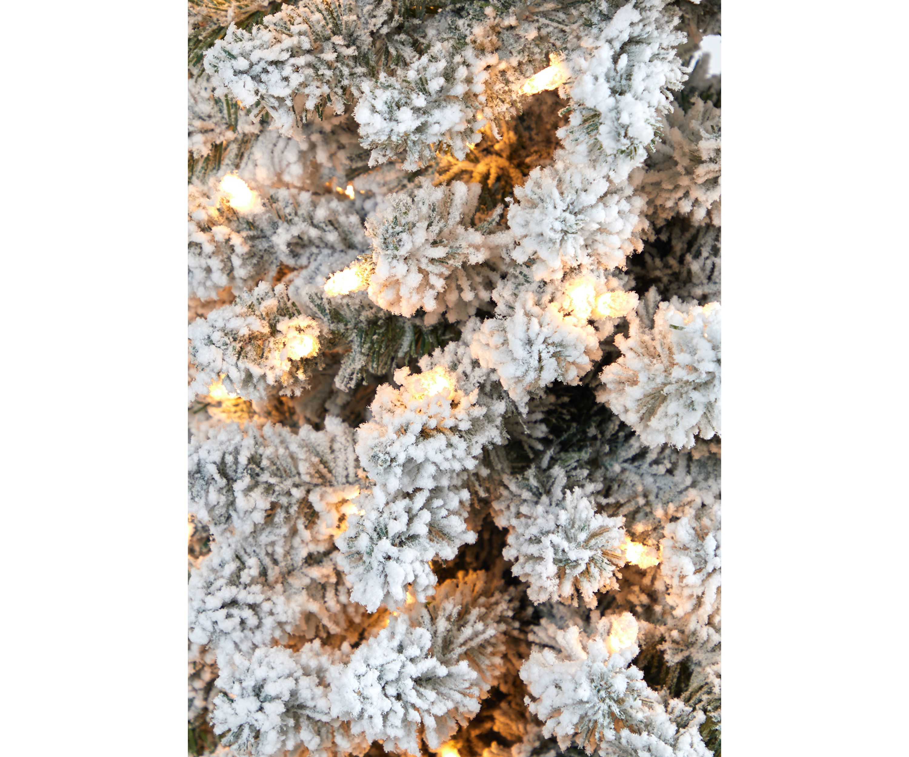 7 Foot Flocked Pencil Artificial Christmas Tree with 400 Clear Lights and 574 Bendable Branches