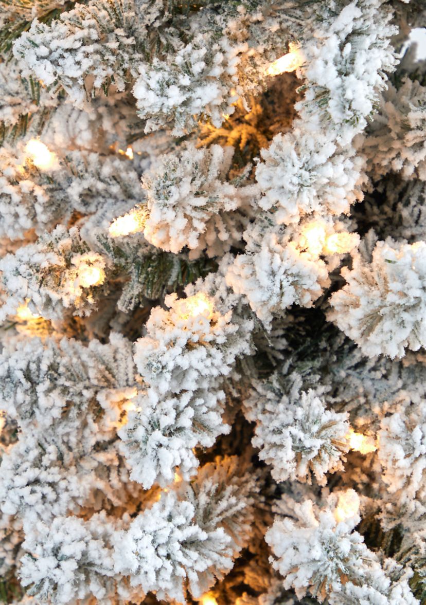 7 Foot Flocked Pencil Artificial Christmas Tree with 400 Clear Lights and 574 Bendable Branches