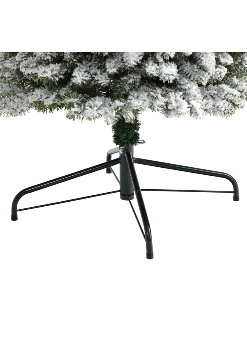 9 Foot Flocked Pencil Artificial Christmas Tree with 600 Clear Lights and 896 Bendable Branches