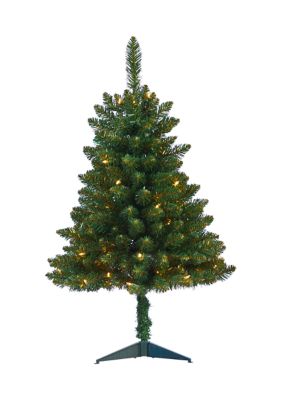 Nearly Natural 3-Foot Northern Rocky Spruce Artificial Christmas Tree with 50 Clear Lights and 154 Bendable Branches, Green, 3 Foot