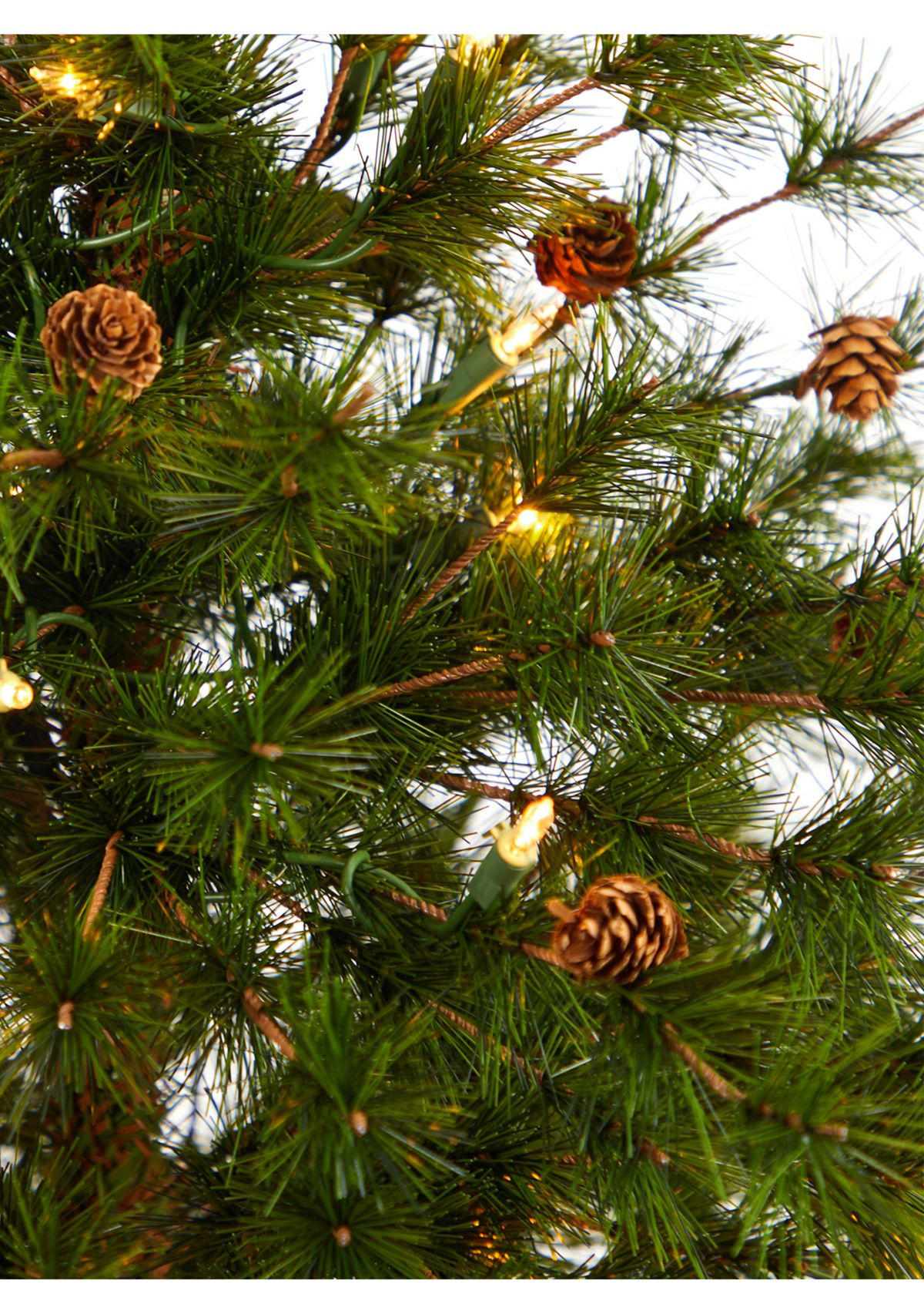 3 Foot Colorado Mountain Pine Artificial Christmas Tree with 50 Clear Lights, 171 Bendable Branches, and Pine Cones