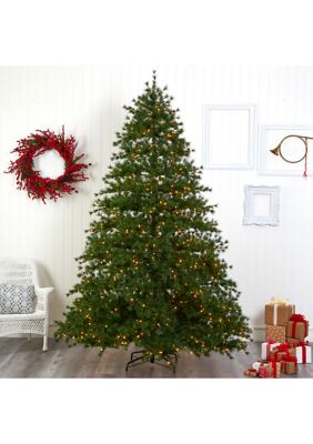 9-Foot Colorado Mountain Pine Artificial Christmas Tree with 650 Clear Lights, 3197 Bendable Branches and Pine Cones