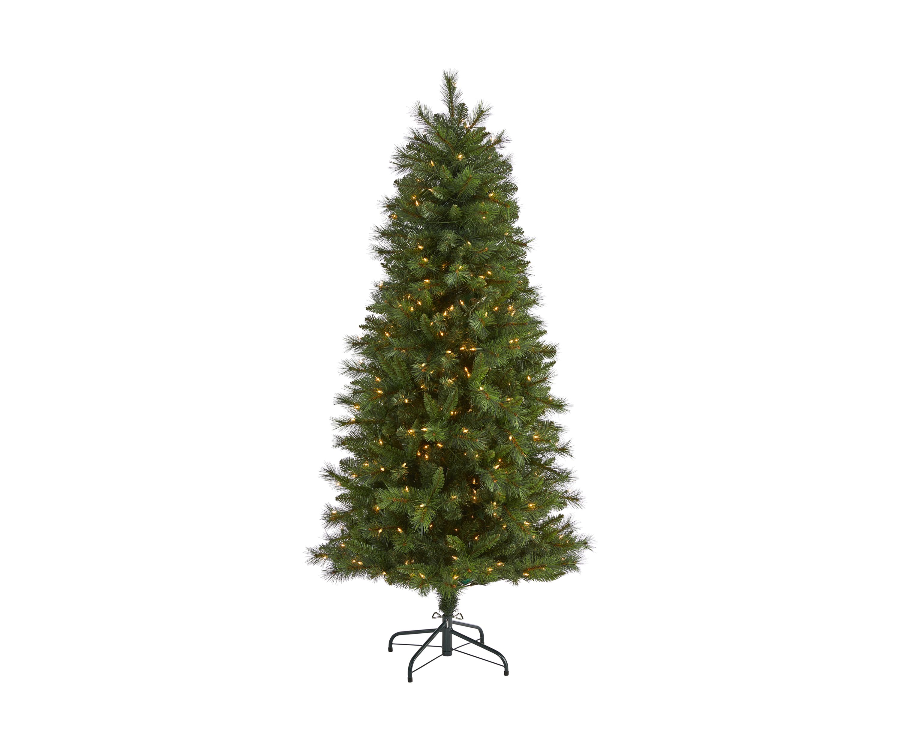 6 Foot Slim West Virginia Mountain Pine Artificial Christmas Tree with 300 Clear Lights and 629 Bendable Branches