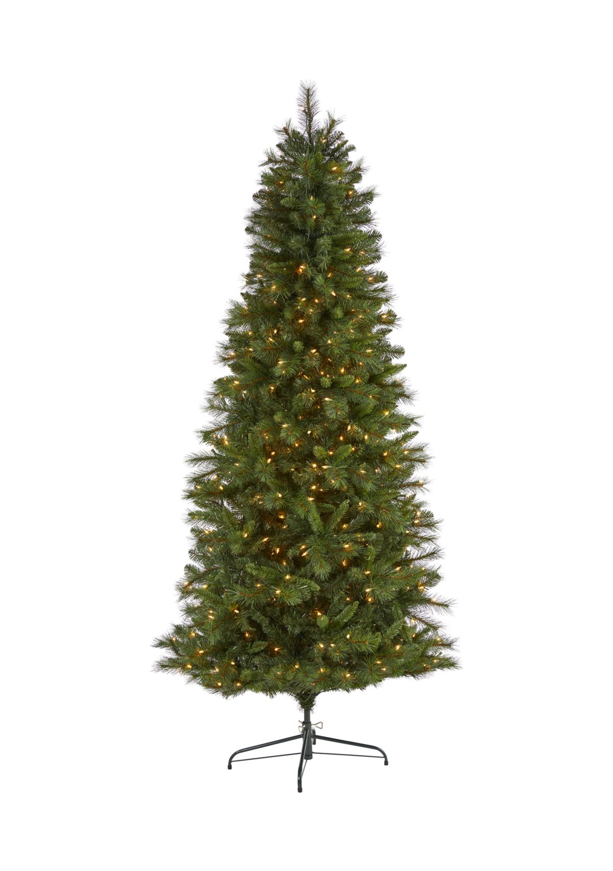 7.5 Foot Slim West Virginia Mountain Pine Artificial Christmas Tree with 450 Clear Lights and 967 Bendable Branches