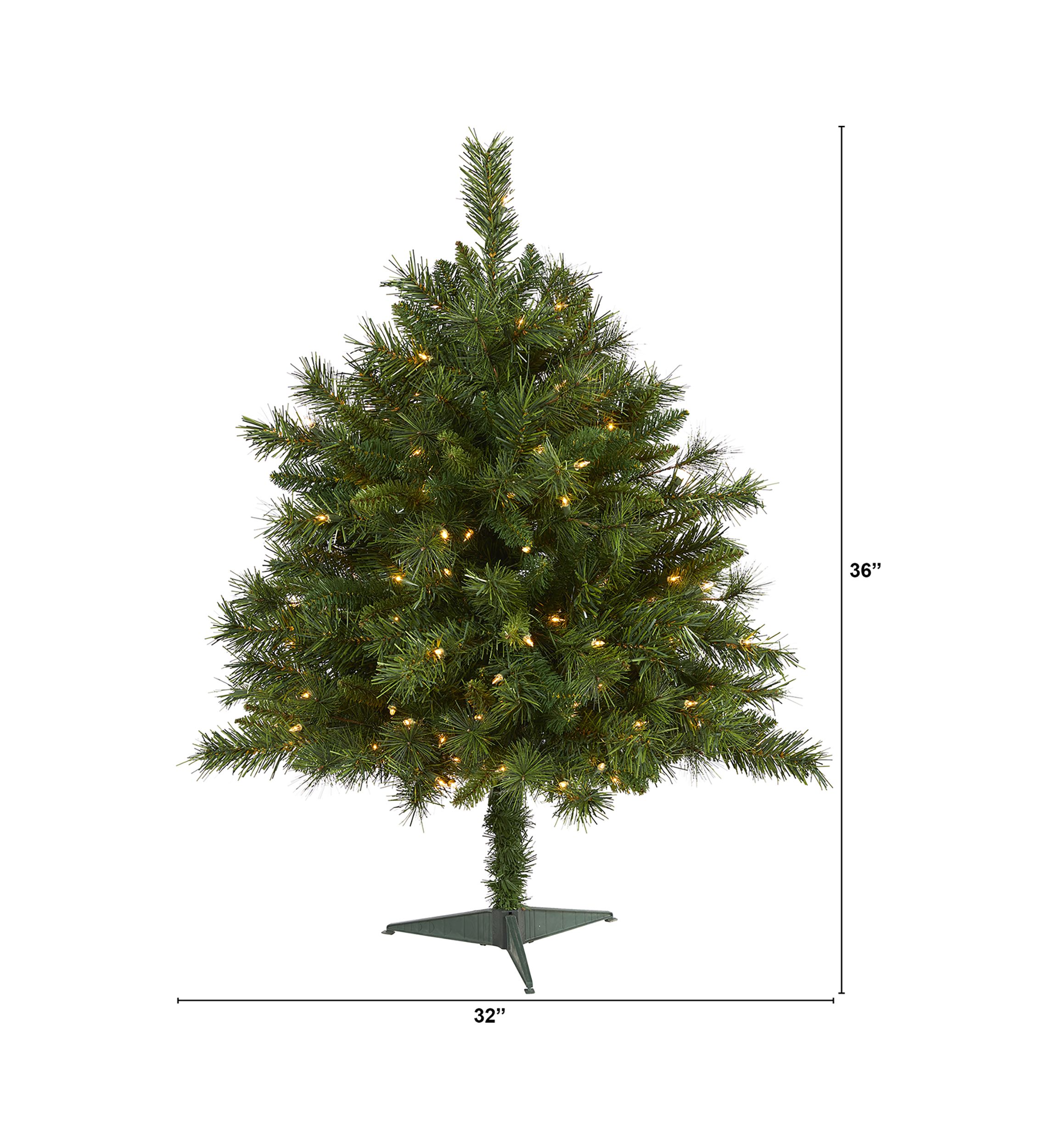 3 Foot Wyoming Mixed Pine Artificial Christmas Tree with 150 Clear Lights and 270 Bendable Branches