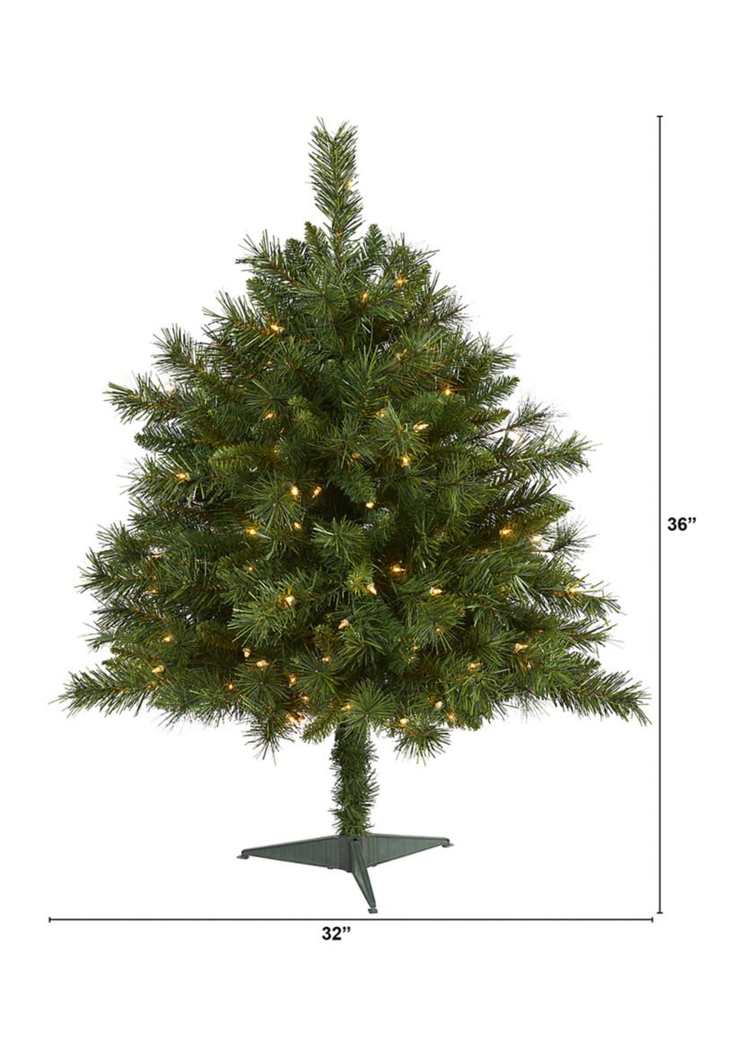 3 Foot Wyoming Mixed Pine Artificial Christmas Tree with 150 Clear Lights and 270 Bendable Branches
