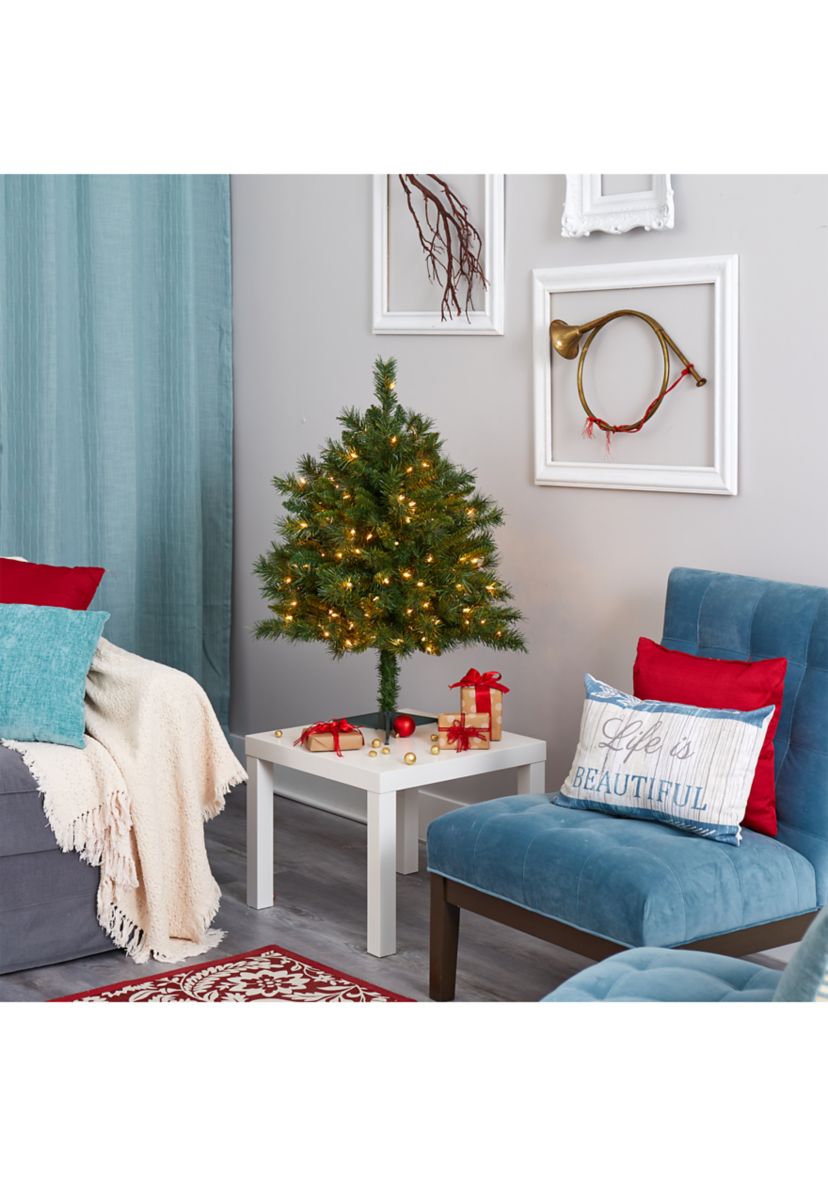 3 Foot Wyoming Mixed Pine Artificial Christmas Tree with 150 Clear Lights and 270 Bendable Branches