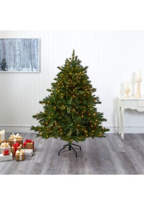 6 Foot Wyoming Mixed Pine Artificial Christmas Tree with 450 Clear Lights and 1090 Bendable Branches