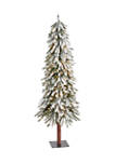 5 Foot Flocked Grand Alpine Artificial Christmas Tree with 200 Clear Lights and 469 Bendable Branches on Natural Trunk