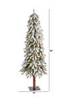 5 Foot Flocked Grand Alpine Artificial Christmas Tree with 200 Clear Lights and 469 Bendable Branches on Natural Trunk