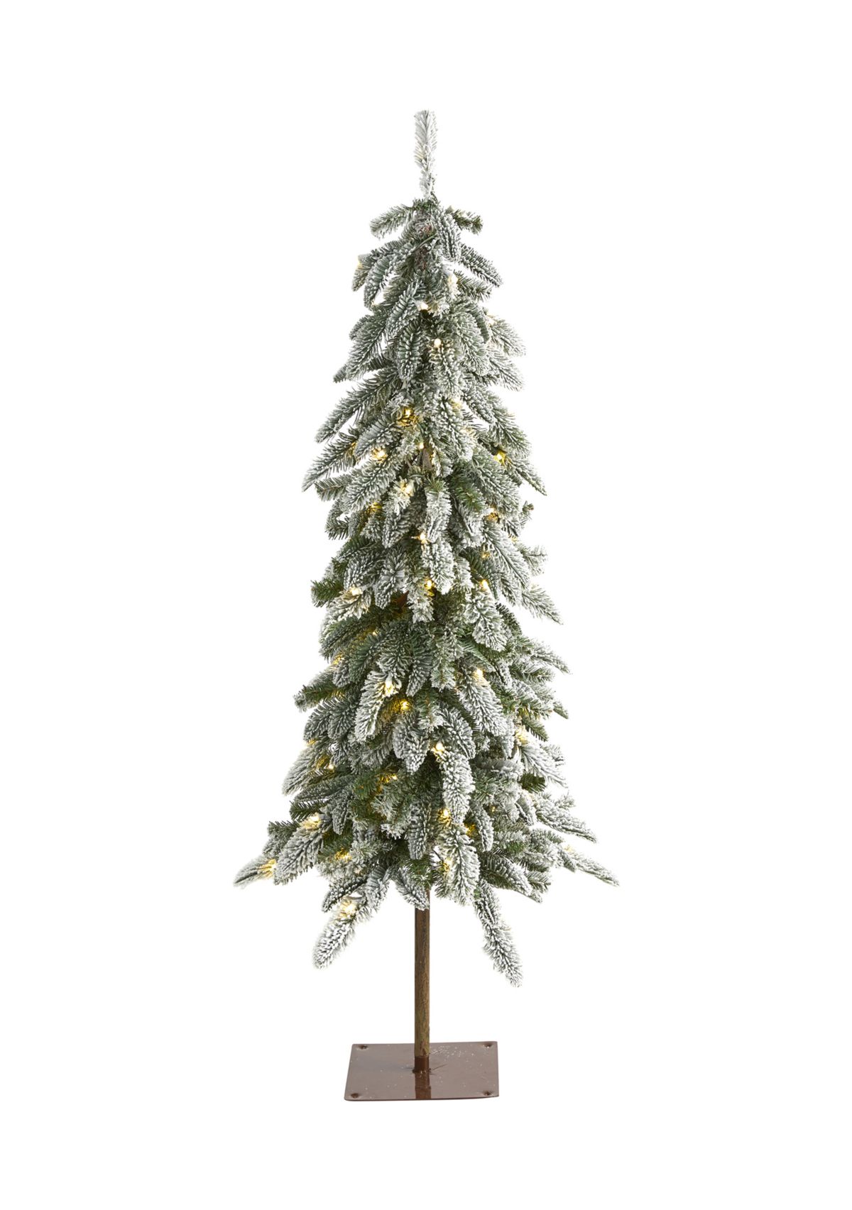 4.5 Foot Flocked Washington Alpine Christmas Artificial Tree with 100 White Warm LED Lights and 285 Bendable Branches