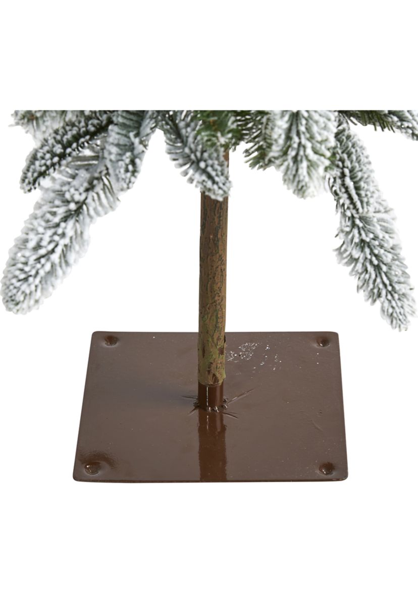 4.5 Foot Flocked Washington Alpine Christmas Artificial Tree with 100 White Warm LED Lights and 285 Bendable Branches