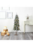 4.5 Foot Flocked Washington Alpine Christmas Artificial Tree with 100 White Warm LED Lights and 285 Bendable Branches