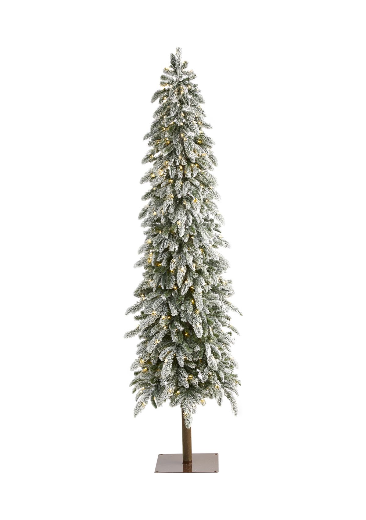7.5 Foot Flocked Washington Alpine Christmas Artificial Tree with 350 White Warm LED Lights and 877 Bendable Branches