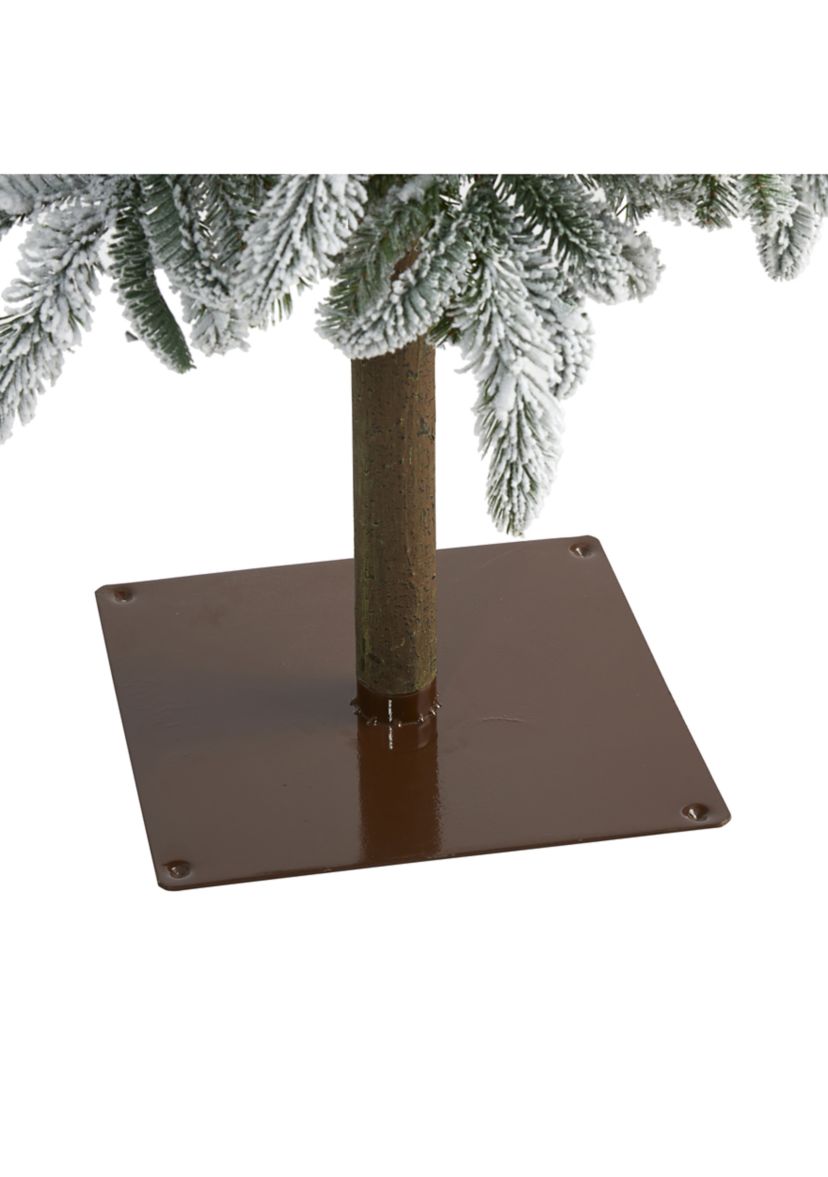 7.5 Foot Flocked Washington Alpine Christmas Artificial Tree with 350 White Warm LED Lights and 877 Bendable Branches