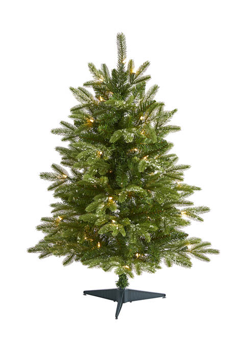 3 Foot Snowed Grand Teton Fir Artificial Christmas Tree with 50 Clear Lights and 111 Bendable Branches