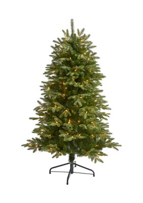 Nearly Natural 5 Foot Snowed Grand Teton Artificial Christmas Tree with 150 Clear Lights and 462 Bendable Branches, Green
