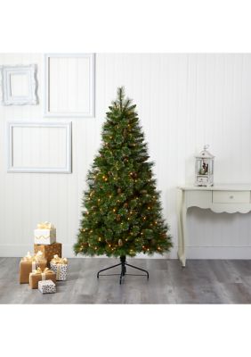 Foot Golden Tip Washington Pine Artificial Christmas Tree with Clear Lights