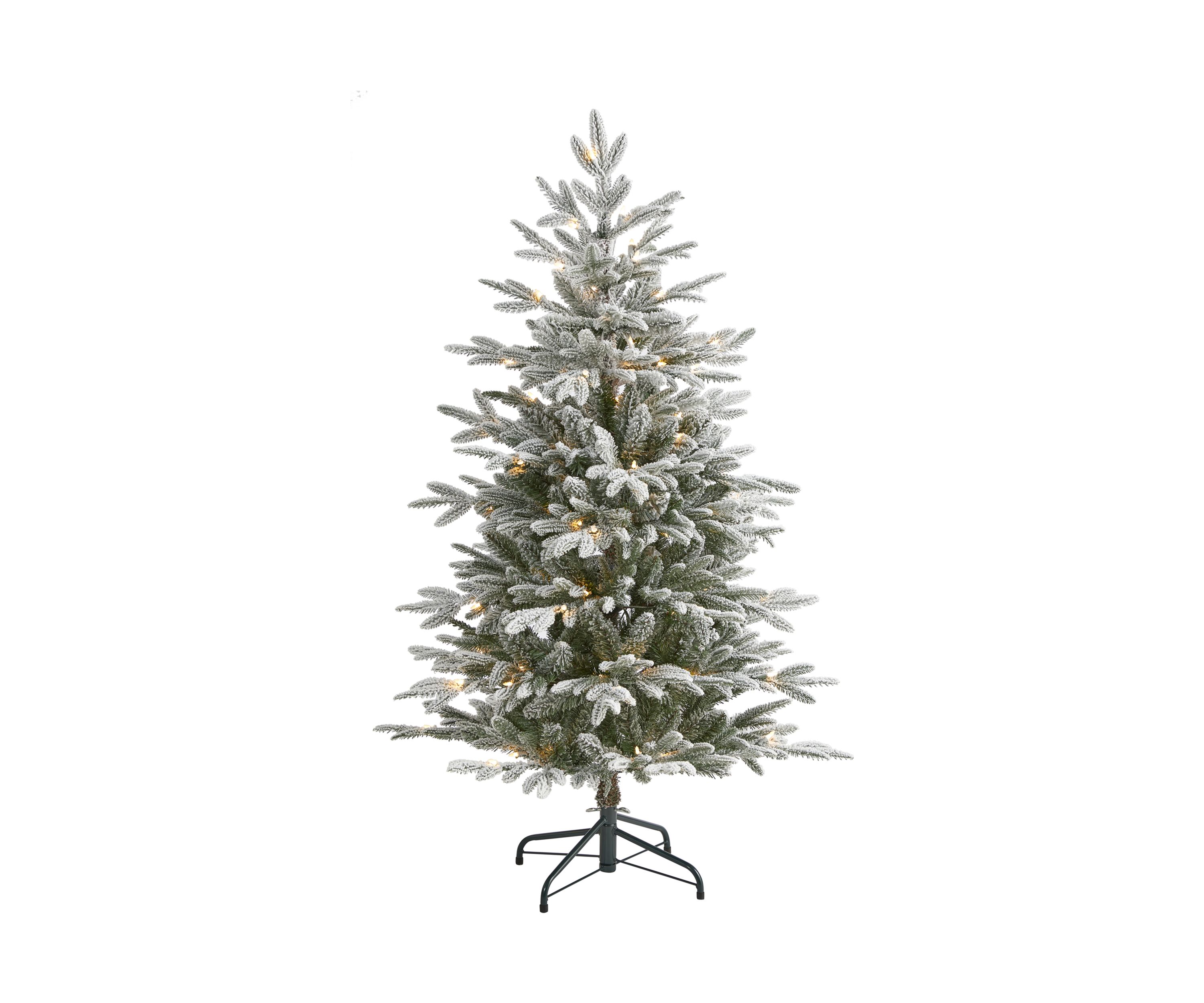 4.5 Foot Flocked Manchester Spruce Artificial Christmas Tree with 100 Lights and 357 Bendable Branches