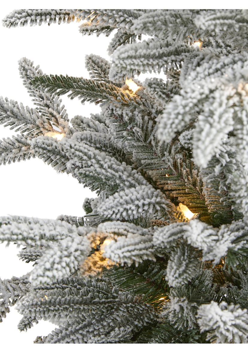 4.5 Foot Flocked Manchester Spruce Artificial Christmas Tree with 100 Lights and 357 Bendable Branches