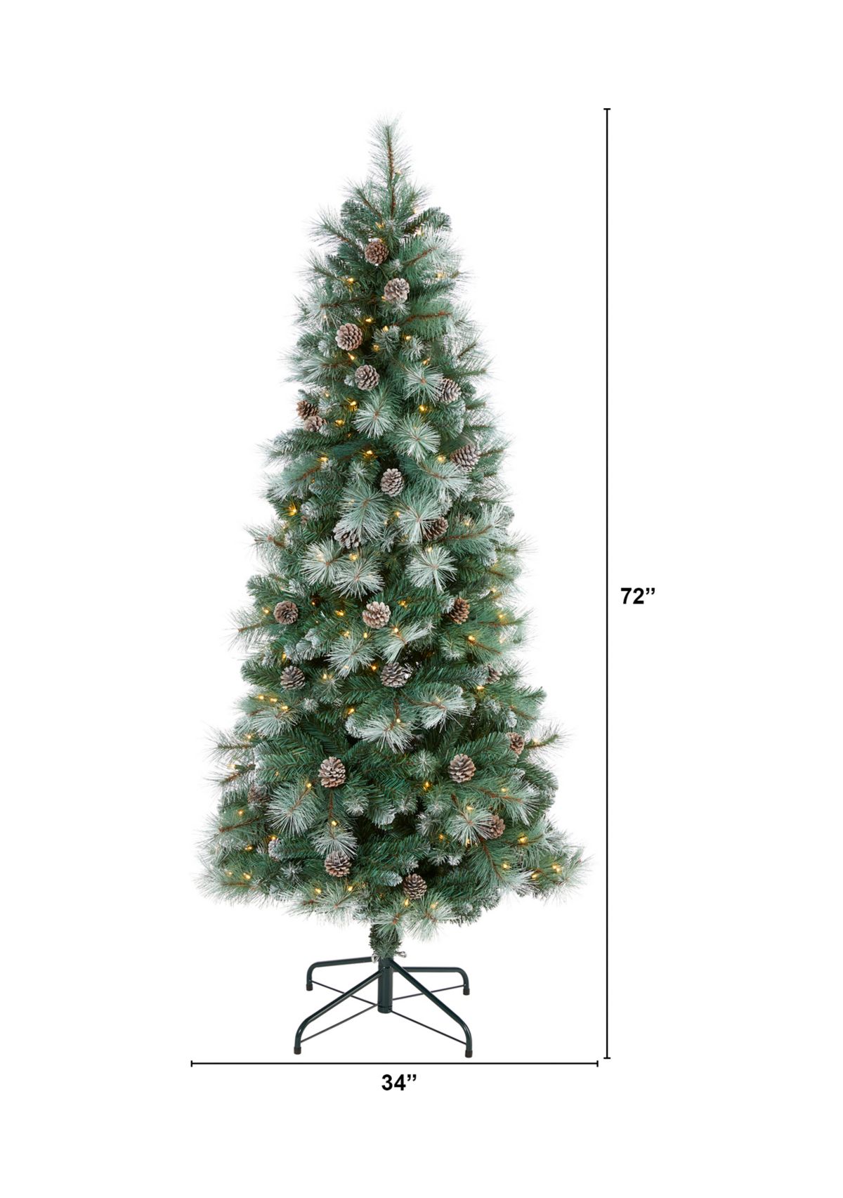 6 Foot Frosted Tip British Columbia Mountain Pine Artificial Christmas Tree with 250 Clear Lights, Pine Cones and 588 Bendable Branches