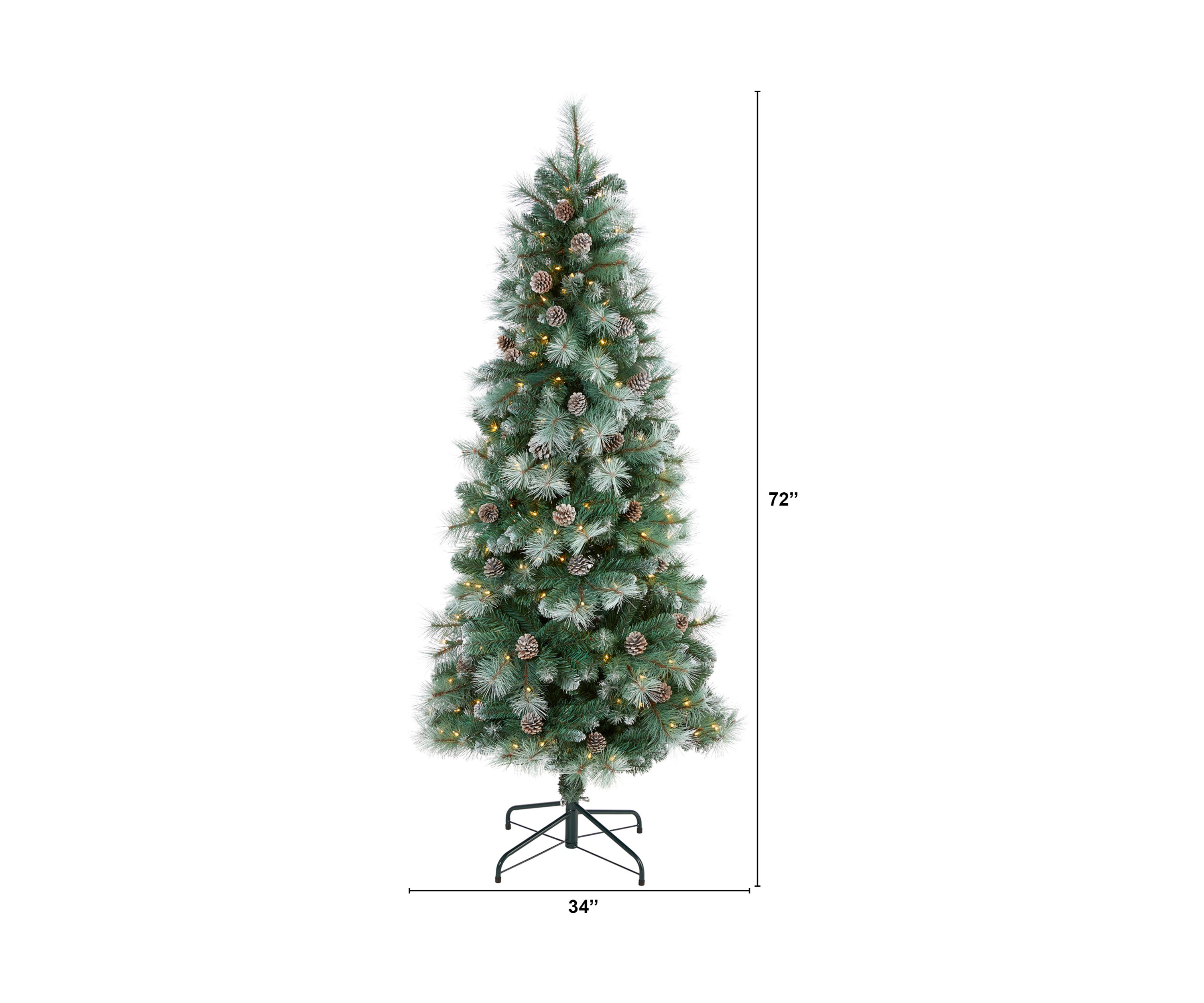 6 Foot Frosted Tip British Columbia Mountain Pine Artificial Christmas Tree with 250 Clear Lights, Pine Cones and 588 Bendable Branches