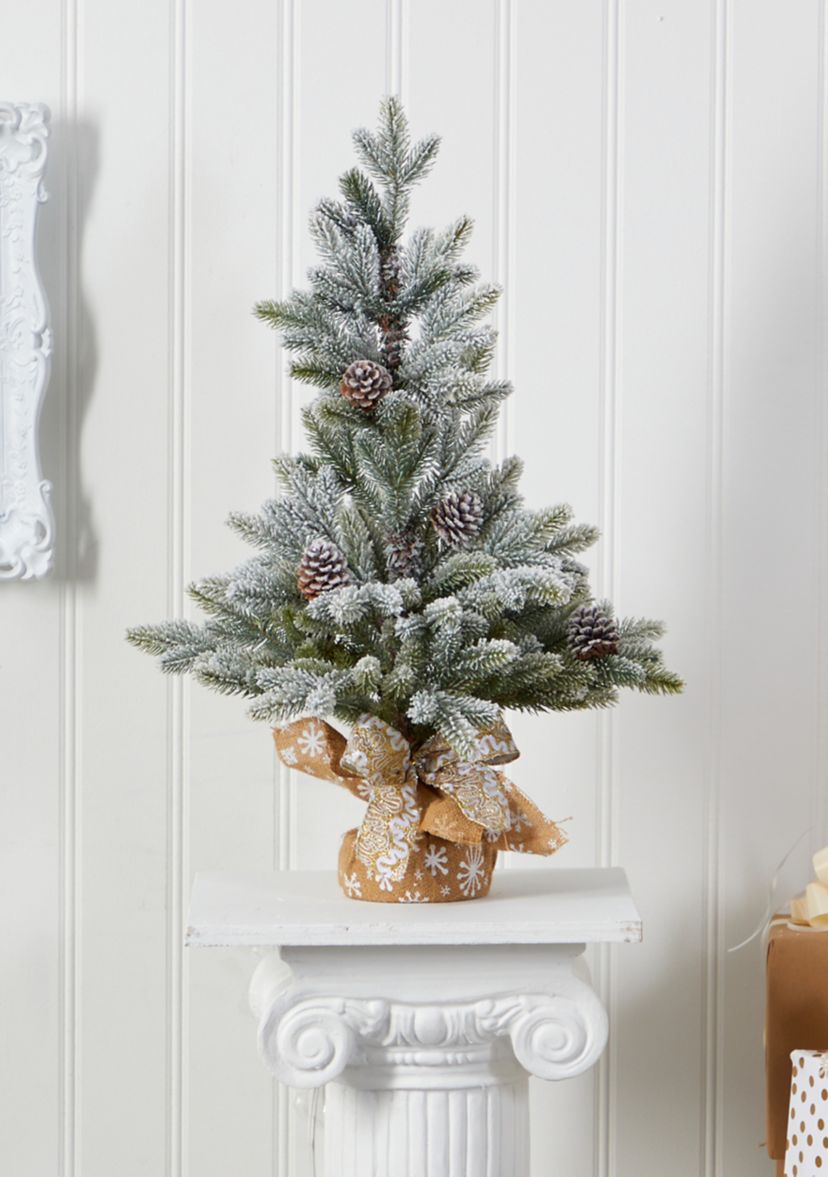 Flocked Christmas Tree with Pine Cones
