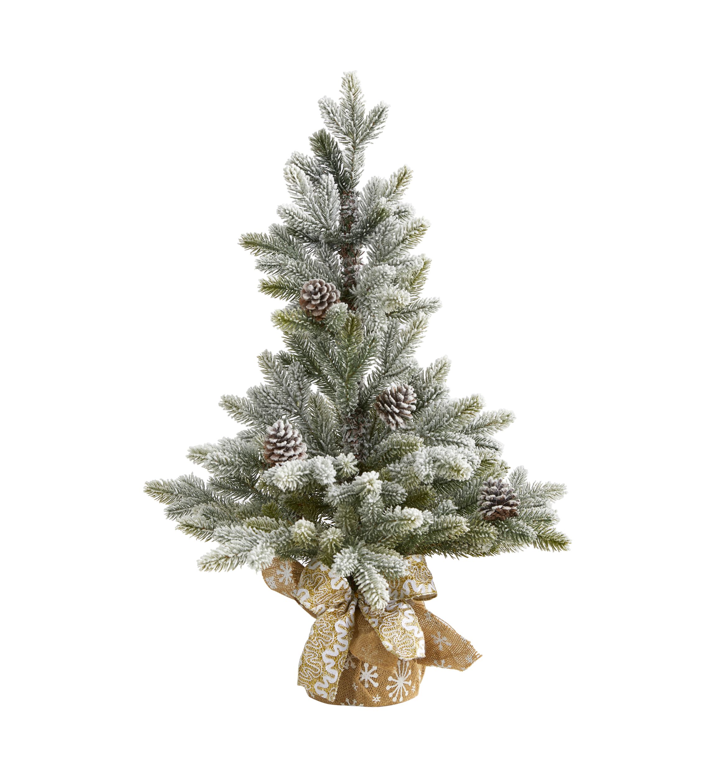 Flocked Christmas Tree with Pine Cones