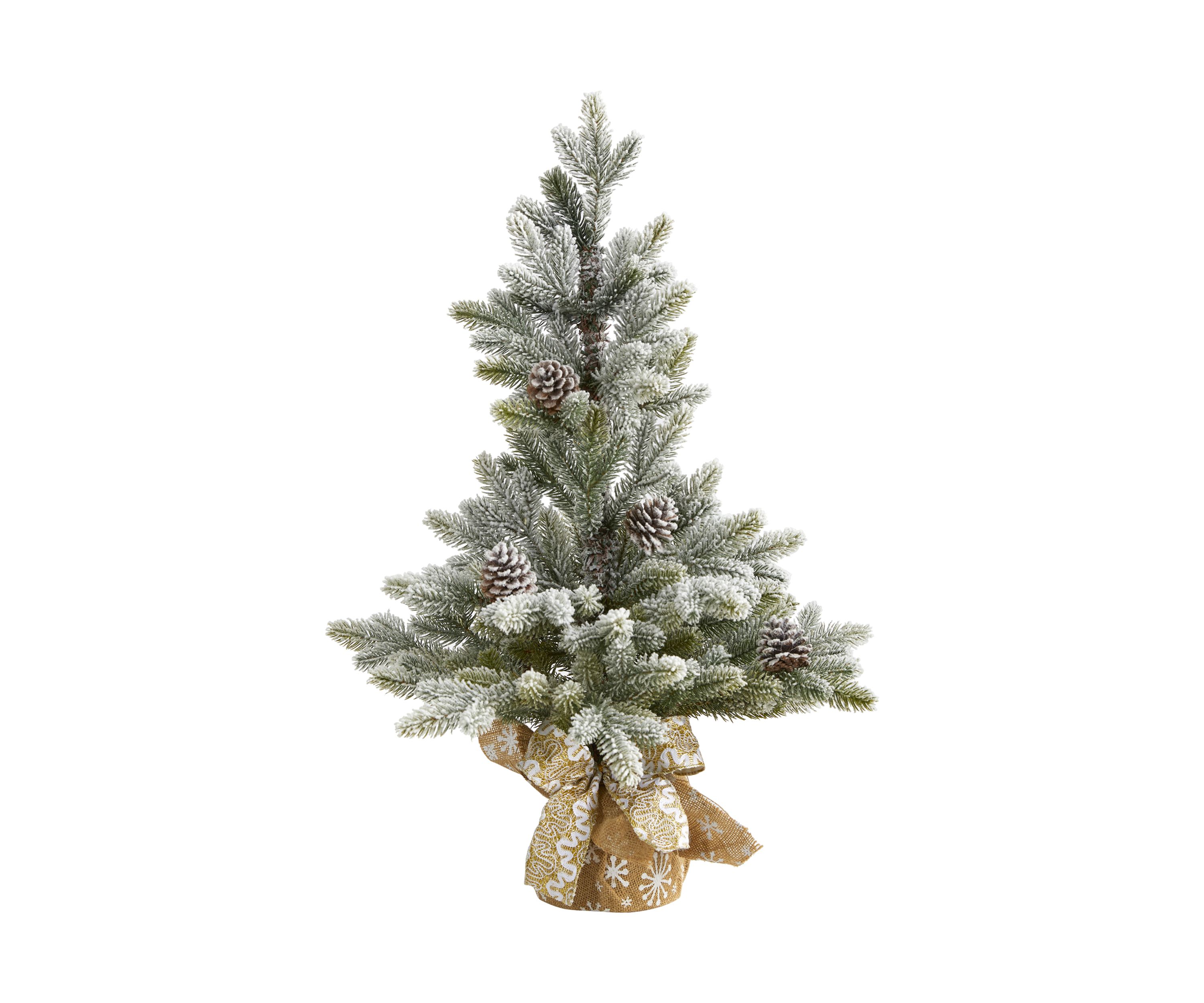Flocked Christmas Tree with Pine Cones