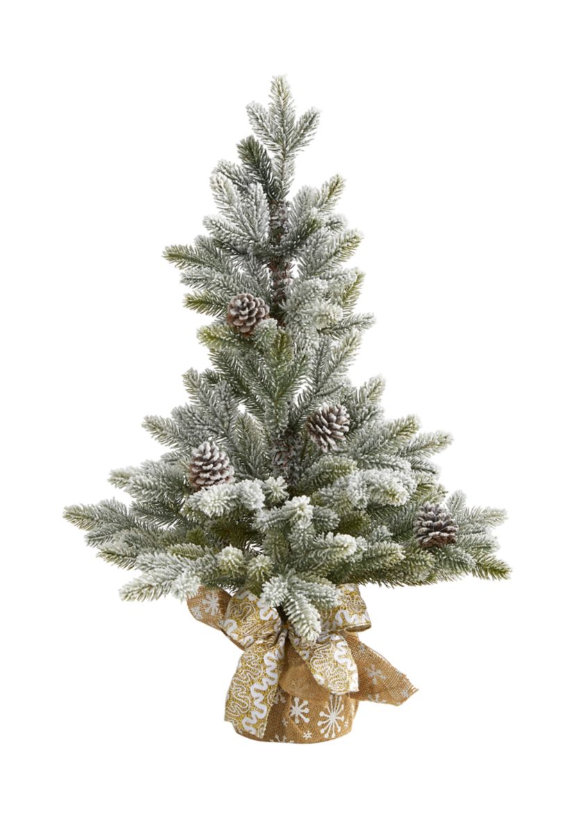 Flocked Christmas Tree with Pine Cones