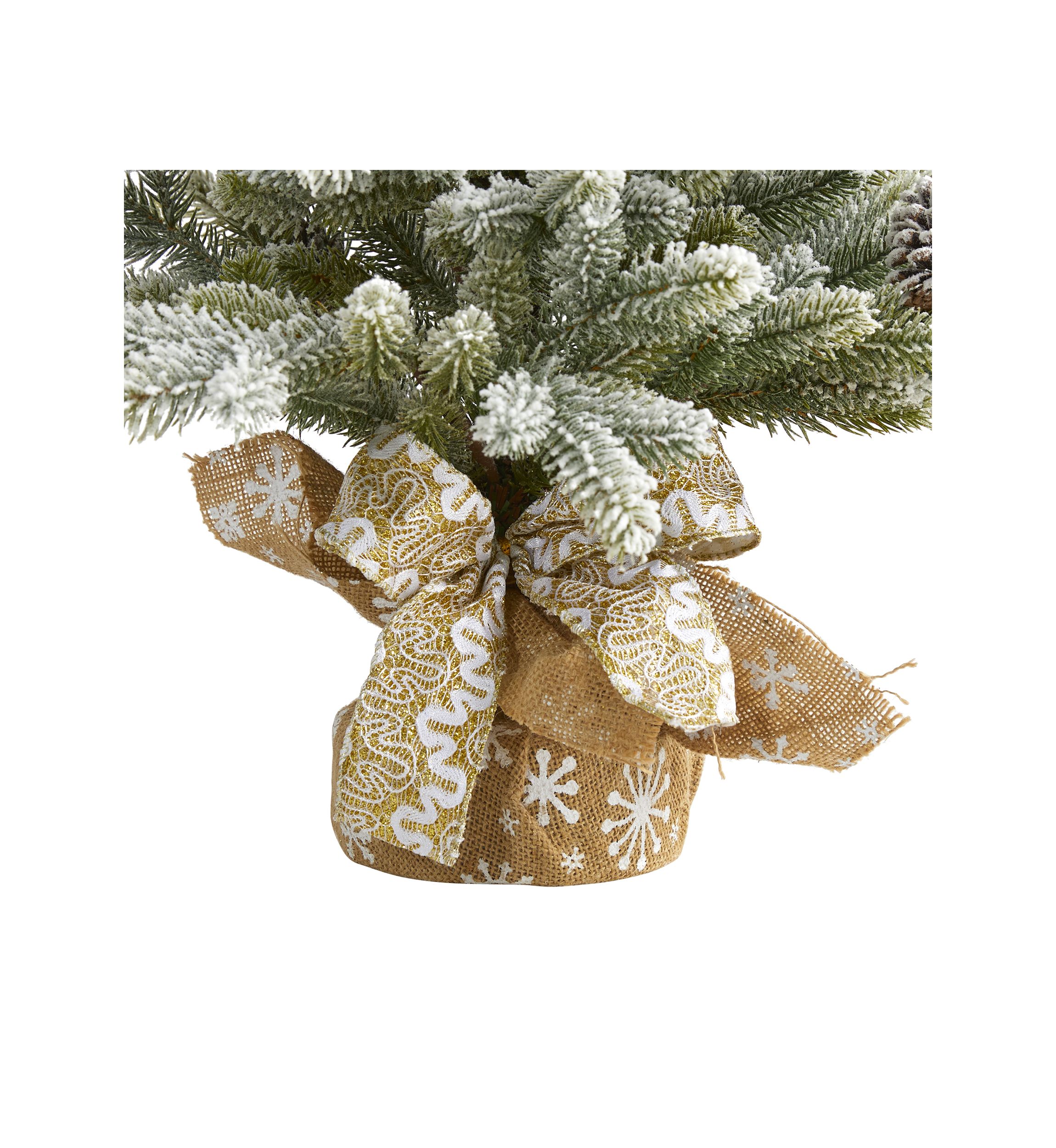 Flocked Christmas Tree with Pine Cones