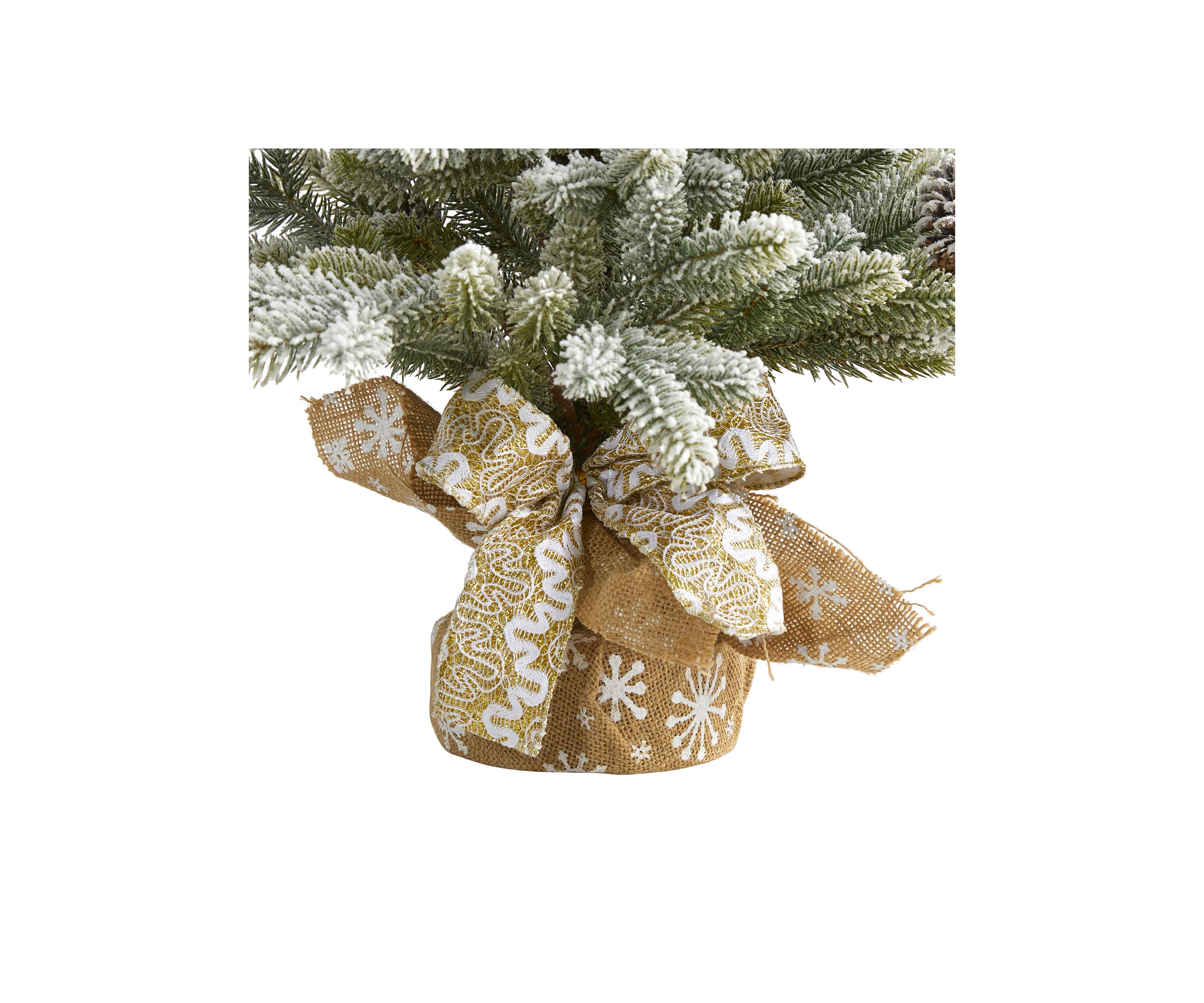 Flocked Christmas Tree with Pine Cones