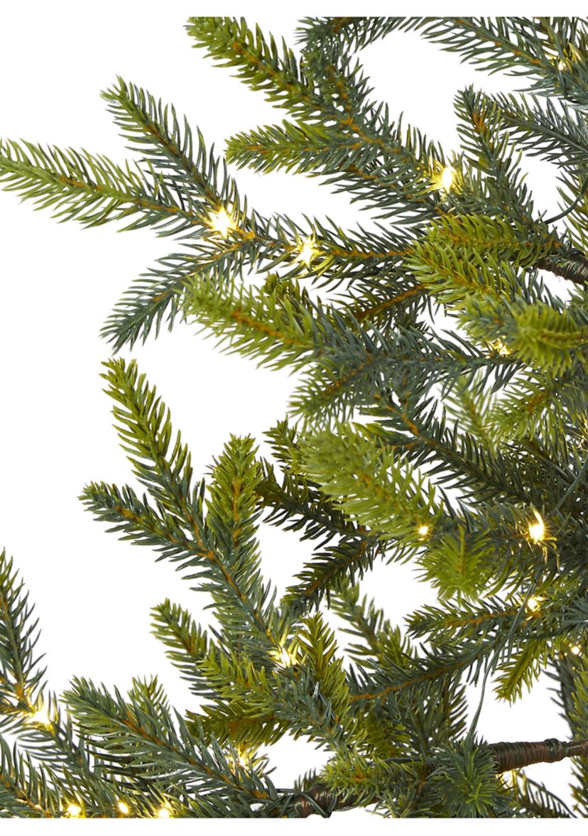 4 Foot Fraser Fir “Natural Look” Artificial Christmas Tree with 100 Clear LED Lights, a Burlap Base and 403 Bendable Branches