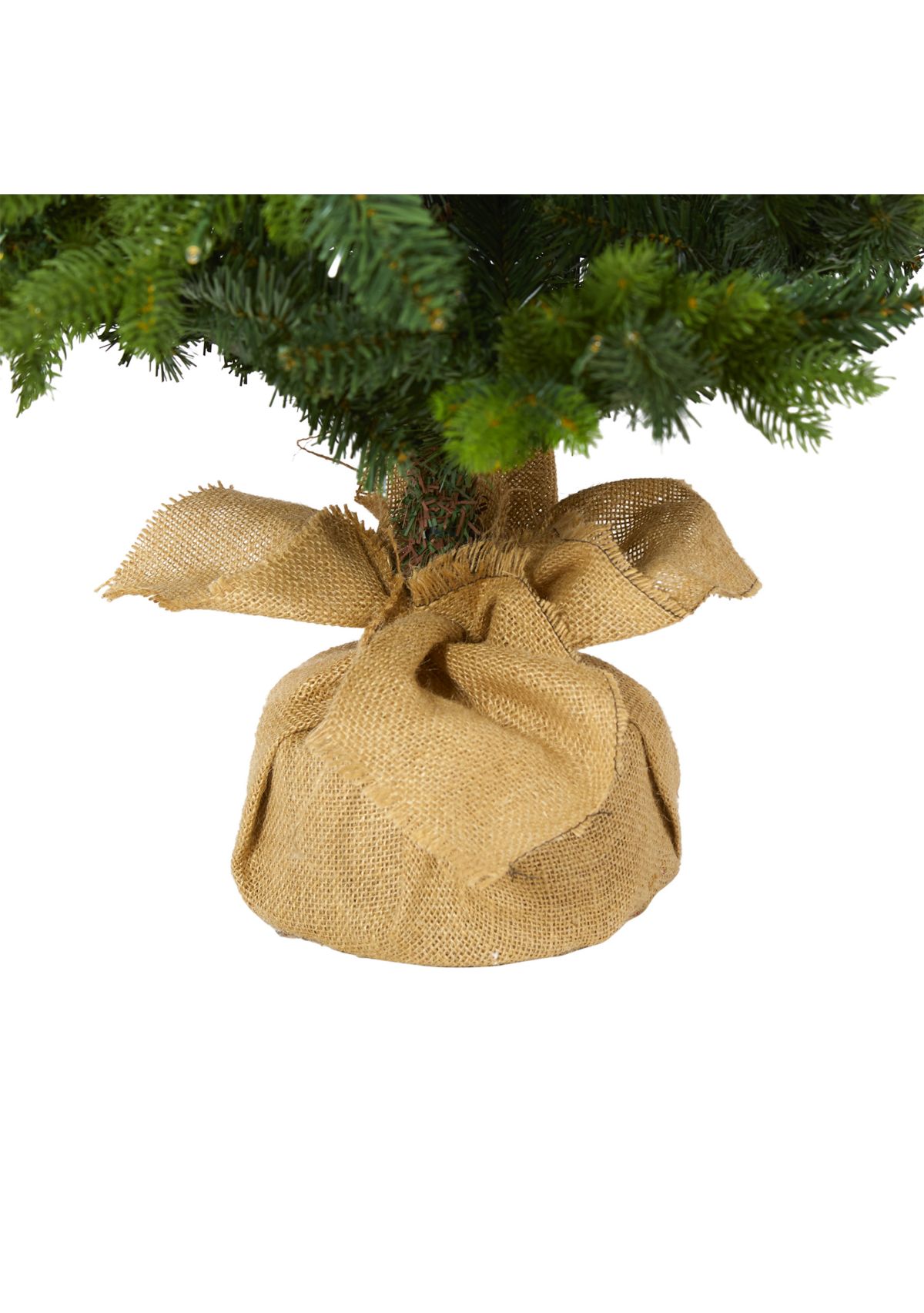 5 Foot Fraser Fir “Natural Look” Artificial Christmas Tree with 190 Clear LED Lights, a Burlap Base and 1217 Bendable Branches