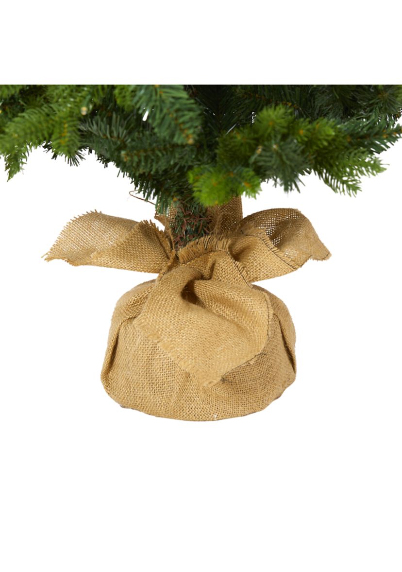 5 Foot Fraser Fir “Natural Look” Artificial Christmas Tree with 190 Clear LED Lights, a Burlap Base and 1217 Bendable Branches