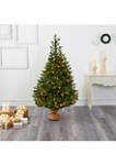 6 Foot Fraser Fir “Natural Look” Artificial Christmas Tree with 300 Clear LED Lights, a Burlap Base and 2113 Bendable Branches