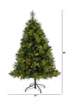 5 Foot North Carolina Mixed Pine Artificial Christmas Tree with 200 Warm White LED Lights, 711 Bendable Branches and Pinecones