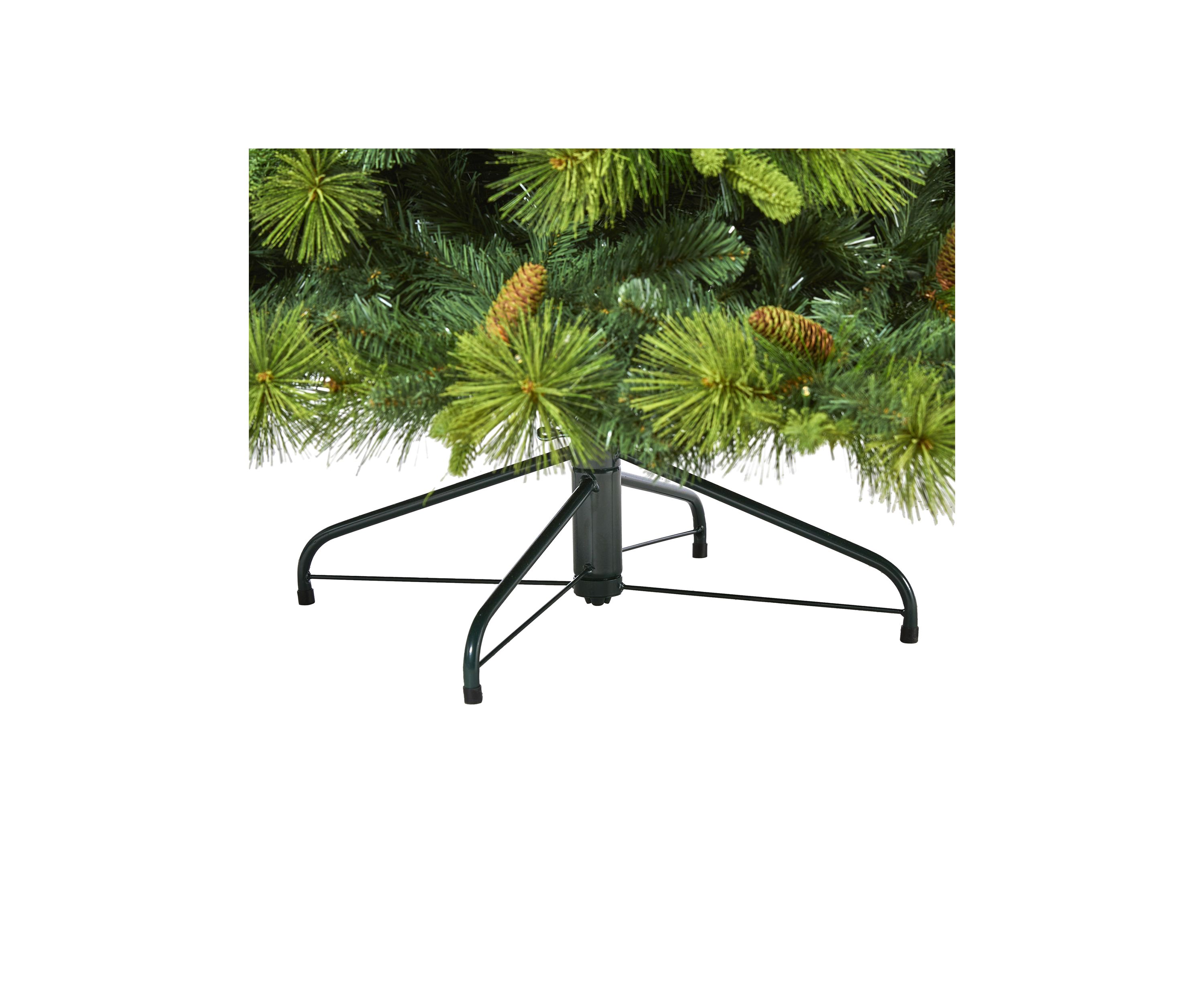 6.5 Foot North Carolina Mixed Pine Artificial Christmas Tree with 350 Warm White LED Lights, 1367 Bendable Branches and Pinecones