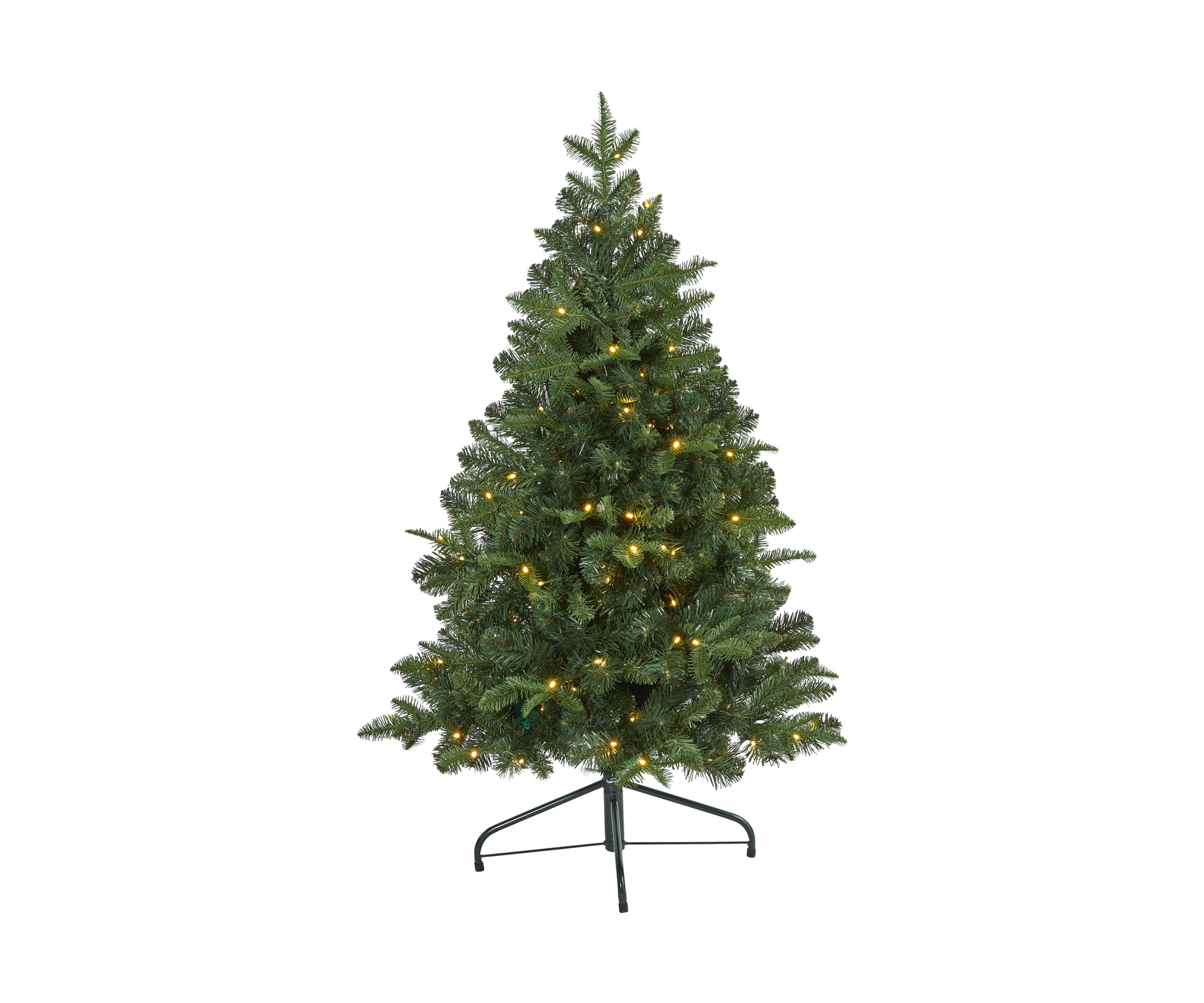 4 Foot Grand Teton Spruce Flat Back Artificial Christmas Tree with 90 Clear LED Lights and 369 Bendable Branches