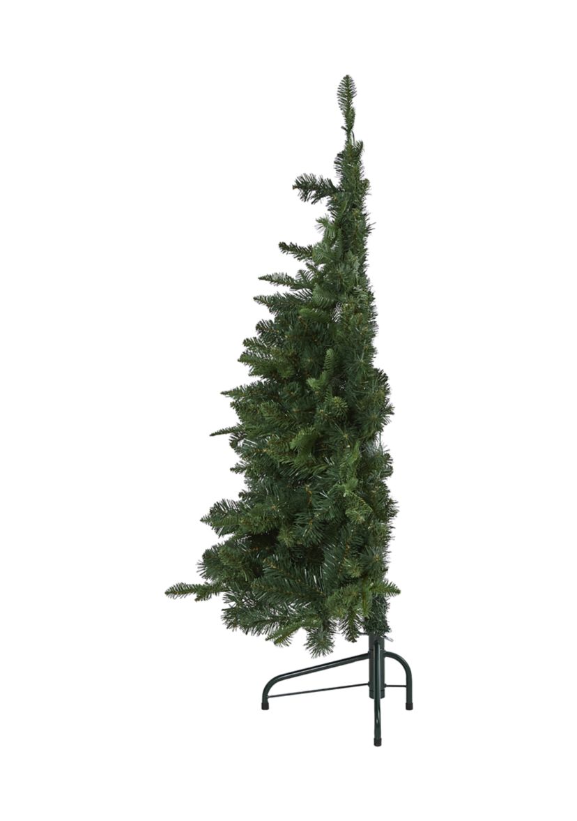 4 Foot Grand Teton Spruce Flat Back Artificial Christmas Tree with 90 Clear LED Lights and 369 Bendable Branches