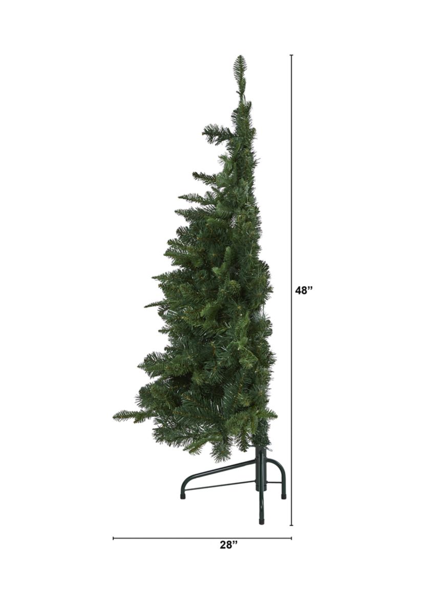 4 Foot Grand Teton Spruce Flat Back Artificial Christmas Tree with 90 Clear LED Lights and 369 Bendable Branches