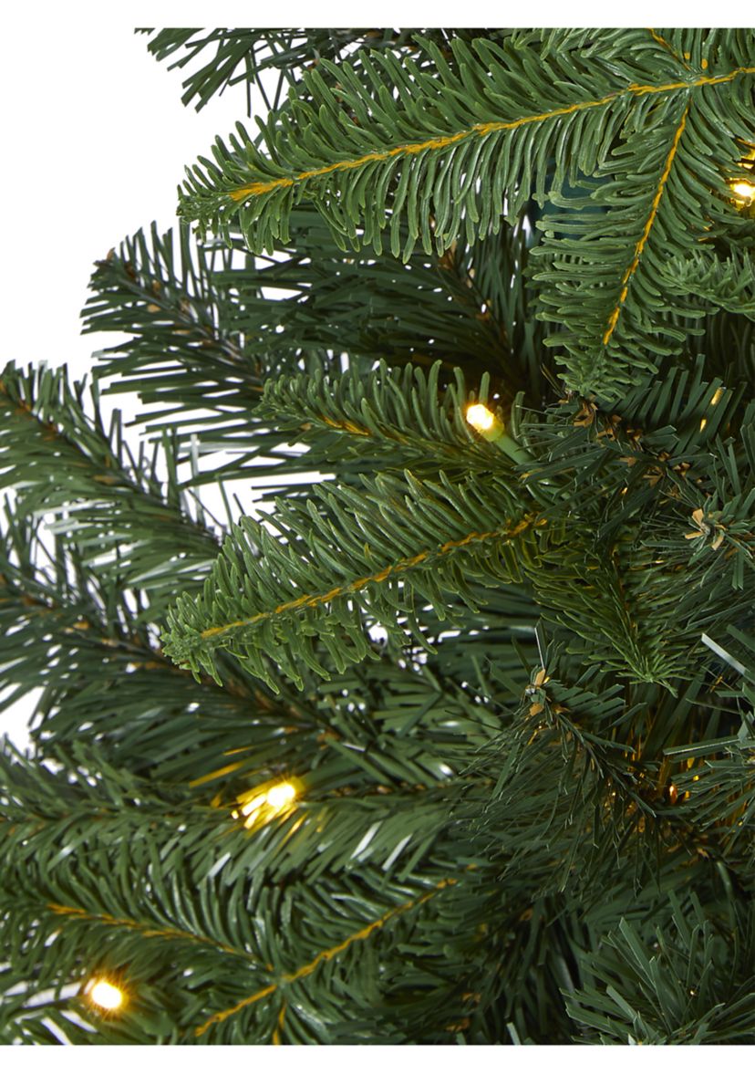 4 Foot Grand Teton Spruce Flat Back Artificial Christmas Tree with 90 Clear LED Lights and 369 Bendable Branches